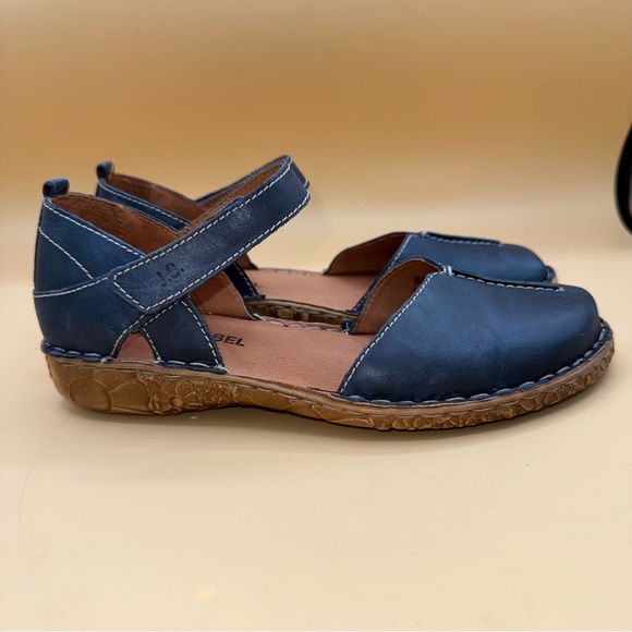 Josef Seibel Rosalie 42 Blue Leather Ankle Strap Women’s 6-6.5 (37), EUC - Picture 3 of 12